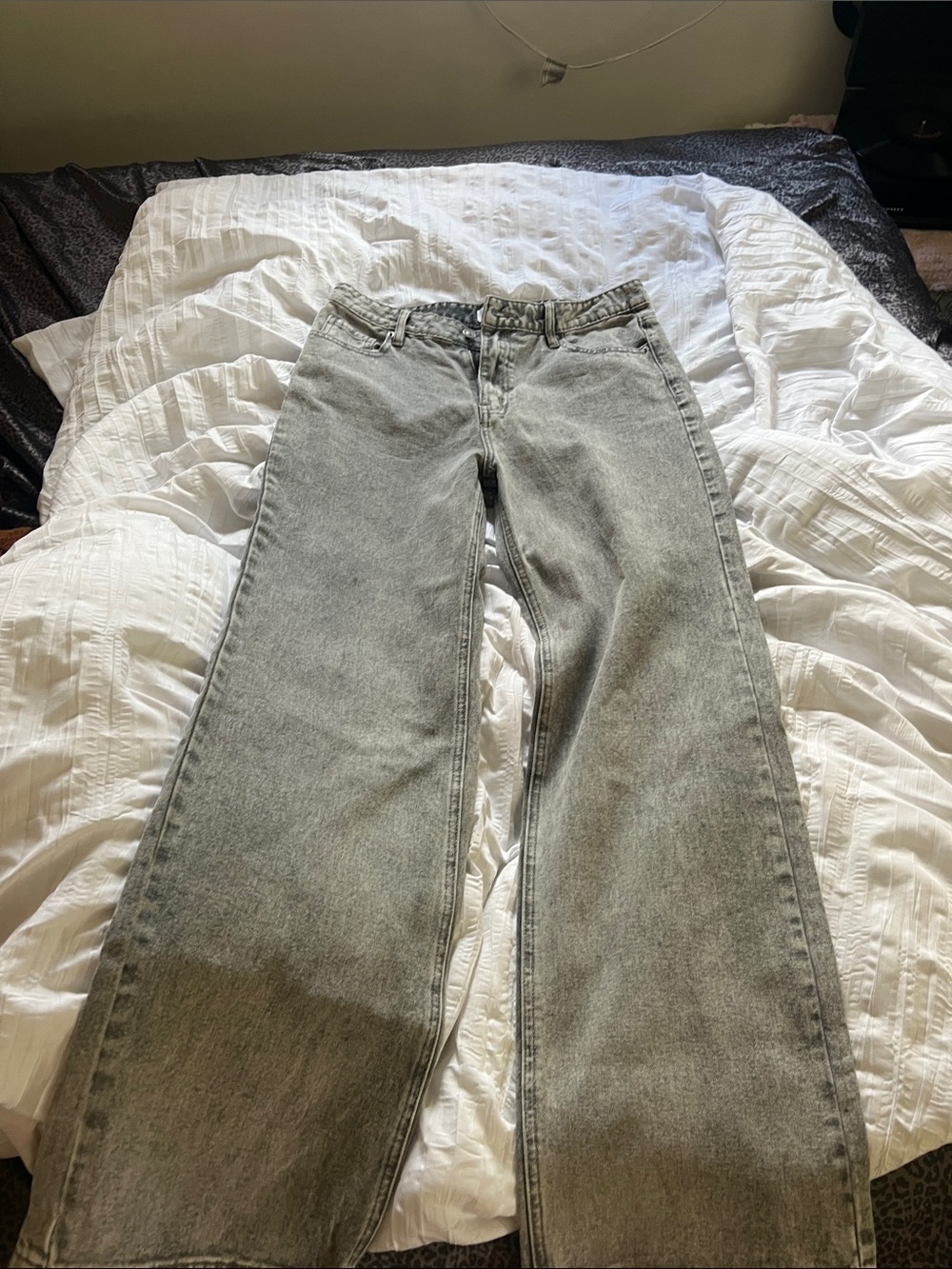 Ashley Mason Gray Wide-Leg Bow Women's Jeans